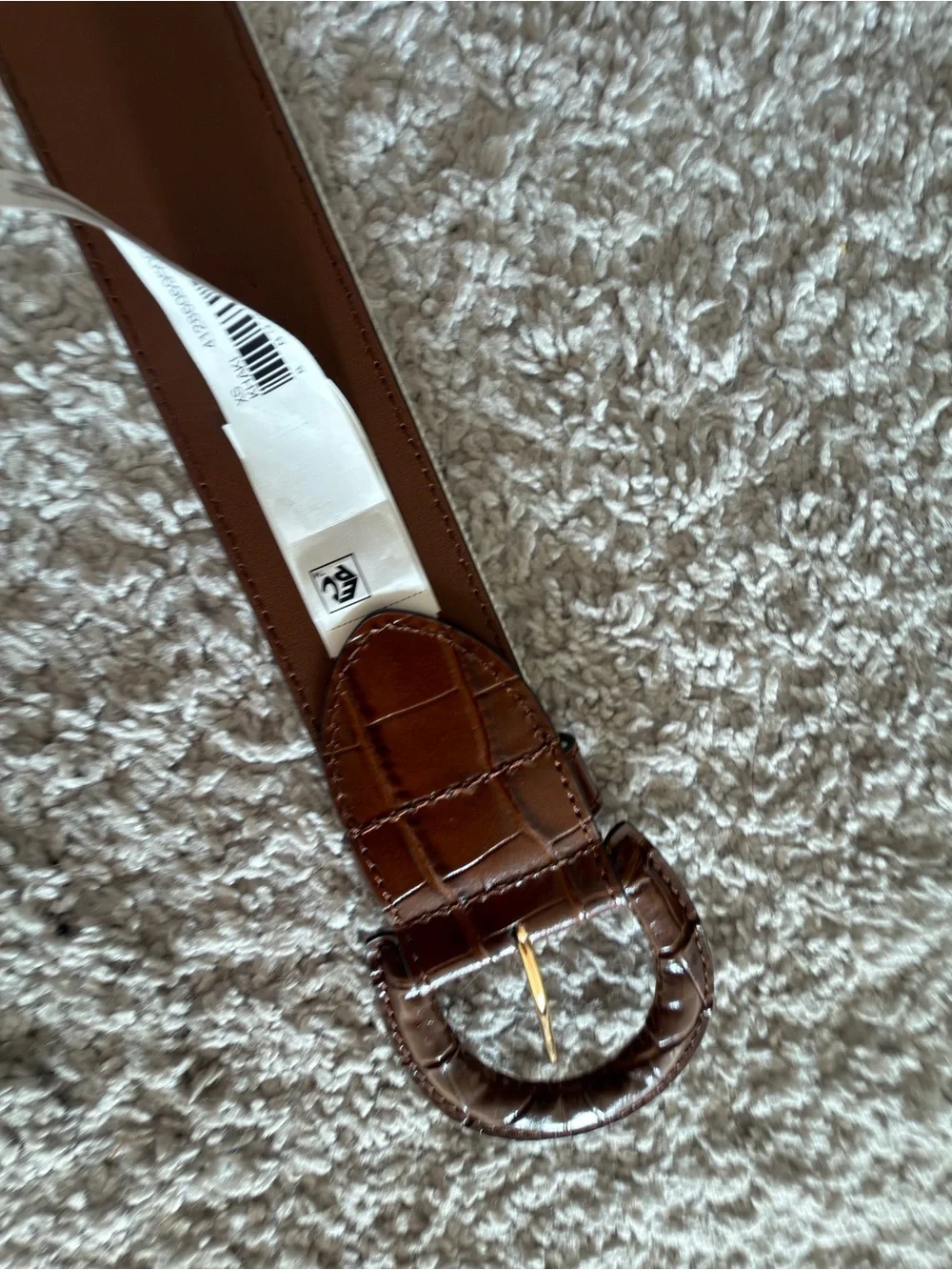 Ralph Lauren Women’s Canvas Belt with Brown Leather Trim - Cream
